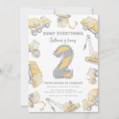 Bouwvuilniswagen 2e verjaardagsfeest kaart (Voorkant)