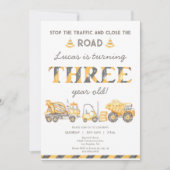 Bouwvuilniswagen 3e Jongens Eerste Verjaardag Kaart (Voorkant)