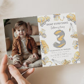 Bouwvuilniswagen 3e verjaardagsfeest kaart