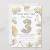 Bouwvuilniswagen 3e verjaardagsfeest kaart (Voorkant)