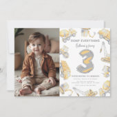 Bouwvuilniswagen 3e verjaardagsfeest kaart (Voorkant)