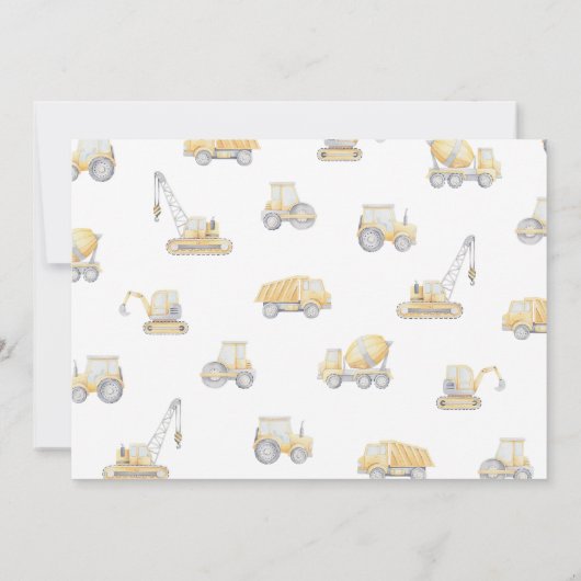 Bouwvuilniswagen 3e verjaardagsfeest kaart (Achterkant)