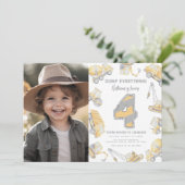 Bouwvuilniswagen 4e verjaardagsfeest kaart (Staand voorkant)