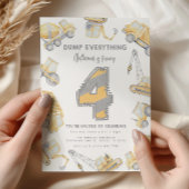 Bouwvuilniswagen 4e verjaardagsfeest kaart