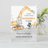 Bouwvuilniswagen Digger 2e verjaardag Kaart (Staand voorkant)