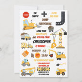 Bouwvuilniswagen Kids Verjaardagsfeest Foto Kaart (Voorkant)