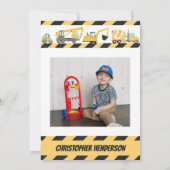 Bouwvuilniswagen Kids Verjaardagsfeest Foto Kaart (Achterkant)