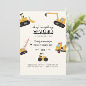 Bouwvuilniswagen Kids Verjaardagsfeest Uitnodiging (Staand voorkant)