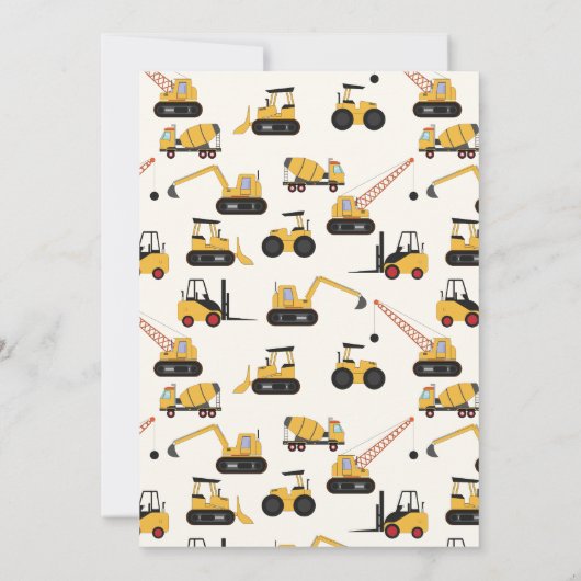 Bouwvuilniswagen Kids Verjaardagsfeest Uitnodiging (Achterkant)