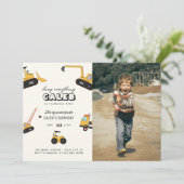 Bouwvuilniswagen Kids Verjaardagsfeest Uitnodiging (Staand voorkant)