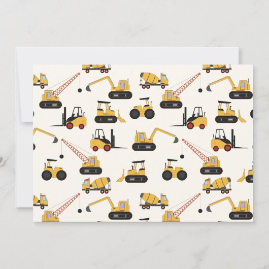 Bouwvuilniswagen Kids Verjaardagsfeest Uitnodiging (Achterkant)