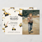 Bouwvuilniswagen Kids Verjaardagsfeest Uitnodiging (Voorkant / Achterkant)