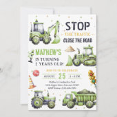 Bouwvuilniswagen Kinder 2e verjaardag partij Kaart (Voorkant)