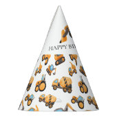 Bouwvuilniswagen partypatroon feesthoedjes (Links)