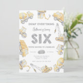 Bouwvuilniswagen SIX 6e verjaardagsfeest Kaart (Staand voorkant)