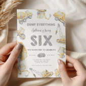 Bouwvuilniswagen SIX 6e verjaardagsfeest Kaart