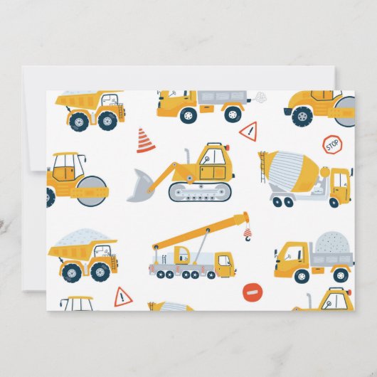 Bouwvuilniswagen Verjaardag foto uitnodiging (Achterkant)