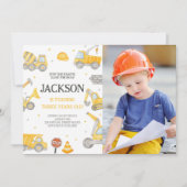 Bouwvuilniswagen Verjaardagsfeest Foto Kaart (Voorkant)