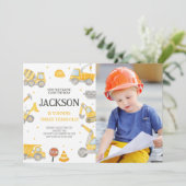 Bouwvuilniswagen Verjaardagsfeest Foto Kaart (Staand voorkant)