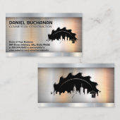 Bouwwaag Stad Logo | Metaalachtig Visitekaartje (Voorkant / Achterkant)