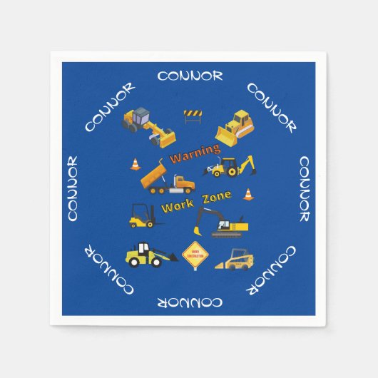 Bouwwaarschuwing Werkzone Aangepast Servet (Voorkant)