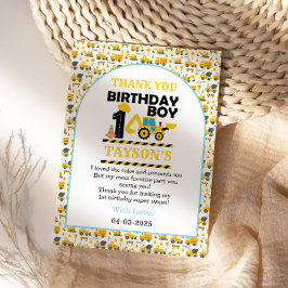 Bouwwagen 1e Verjaardag | Kinderfeestje Bedankkaart