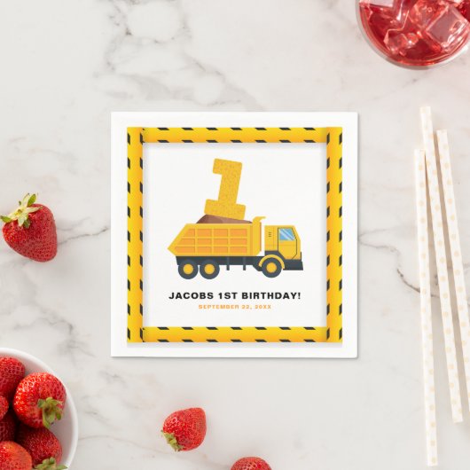 Bouwwagen 1e Verjaardagsfeest Servetten (Insitu)