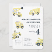 Bouwwagen 4e verjaardag kaart (Voorkant)