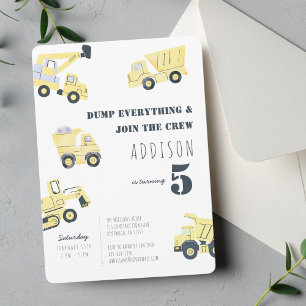 Bouwwagen 5e verjaardag kaart