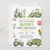 Bouwwagen Digger eerste verjaardag Kaart (Voorkant)