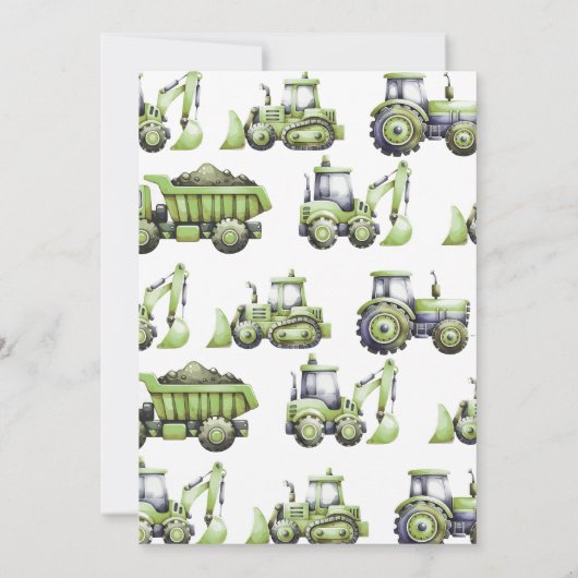 Bouwwagen Digger eerste verjaardag Kaart (Achterkant)