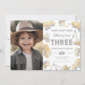 Bouwwagen DRIE 3e verjaardagsfeest Kaart (Voorkant)