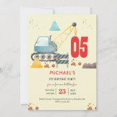 Bouwwagen jongen verjaardag kaart (Voorkant)