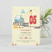 Bouwwagen jongen verjaardag kaart (Staand voorkant)