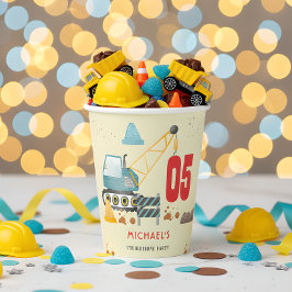 Bouwwagen jongen verjaardag papieren bekers