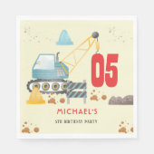 Bouwwagen jongen verjaardag servet (Voorkant)