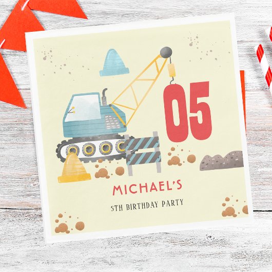 Bouwwagen jongen verjaardag servet