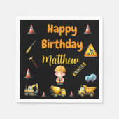 Bouwwagen kids verjaardag servetten (Voorkant)