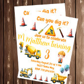 Bouwwagen kids verjaardagsuitnodiging kaart