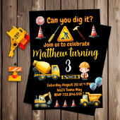 Bouwwagen kids verjaardagsuitnodiging kaart