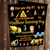 Bouwwagen kids verjaardagsuitnodiging kaart