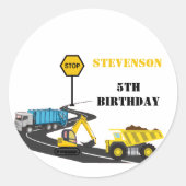 Bouwwagen kind terug naar schoolwater ronde sticker (Voorkant)