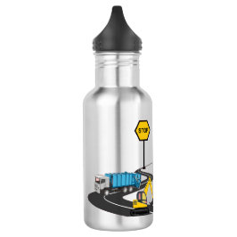 Bouwwagen kind terug naar schoolwater waterfles