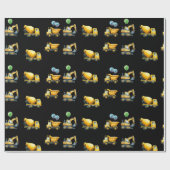 Bouwwagen met ballonnen Verjaardag Cadeaupapier (Vlak)