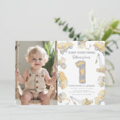 Bouwwagen ONE 1e verjaardagsfeest Kaart (Staand voorkant)