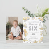 Bouwwagen SIX 6e verjaardagsfeest Kaart (Staand voorkant)