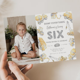 Bouwwagen SIX 6e verjaardagsfeest Kaart