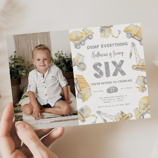 Bouwwagen SIX 6e verjaardagsfeest Kaart