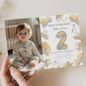 Bouwwagen Twee 2e Verjaardagsfeest Kaart