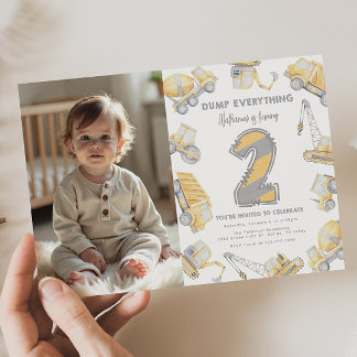 Bouwwagen Twee 2e Verjaardagsfeest Kaart